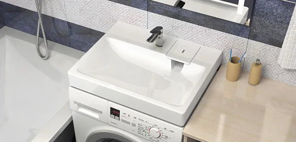 Раковина Адель V53D1 (590*546) над стиральной машиной в Хабаровске