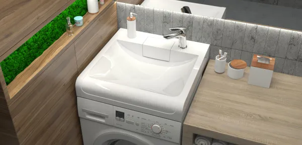 Раковина Аврора V56D1 (600*600) над стиральной машиной в Хабаровске