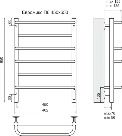 П/сушитель Евромикс П6 450*650 электро (встроен диммер) в городе Хабаровск